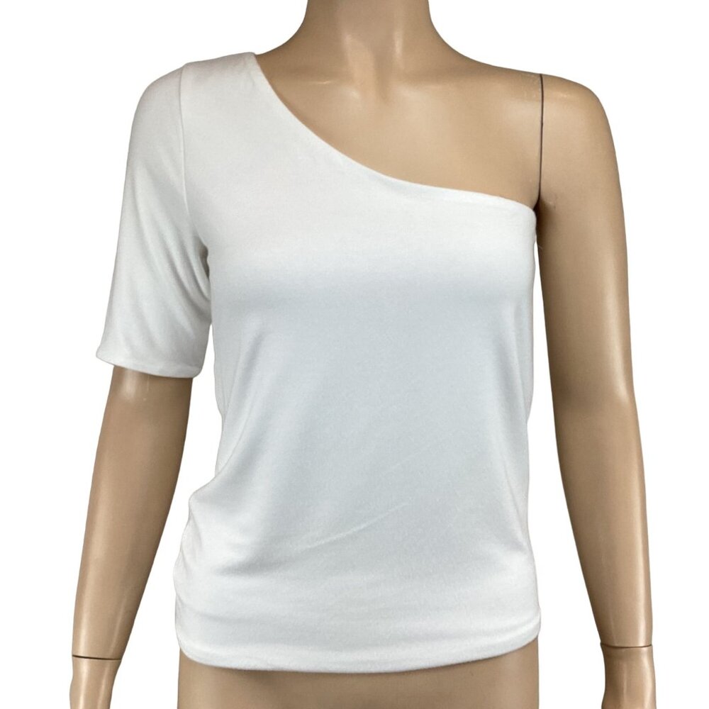 J.Crew Top Size‎ Small NWT FormKnit One-Shoulder White Stretch